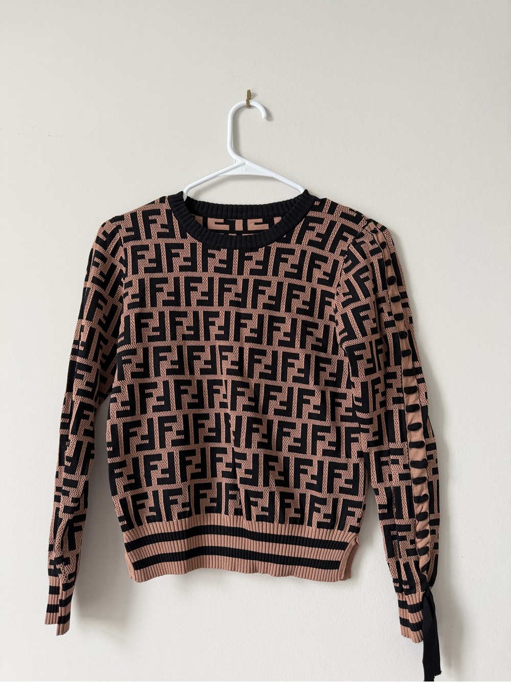 Fendi Black and Brown FF Logo Crewneck Sweater